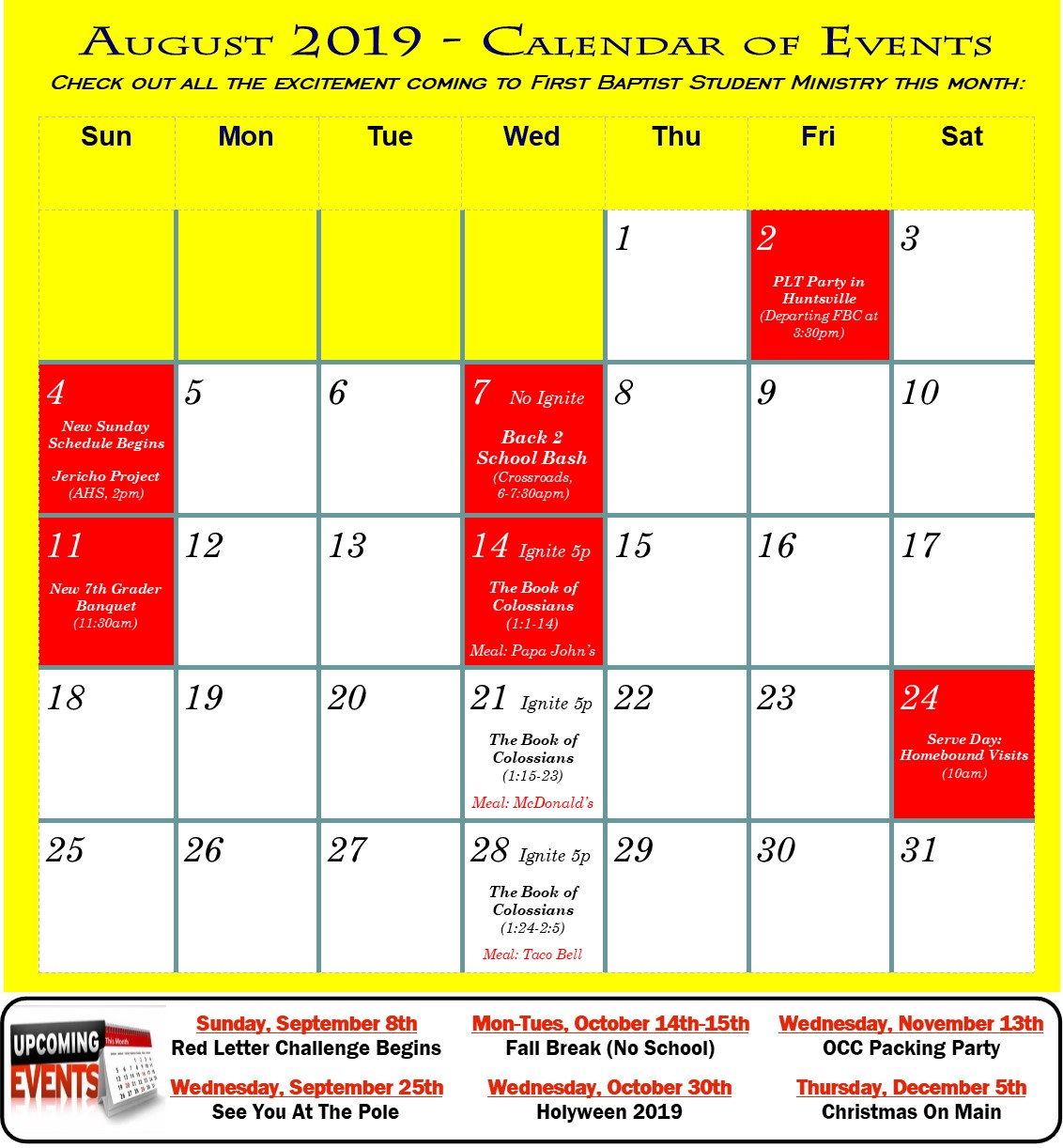 FBSM Calendar Albertville First Baptist Church